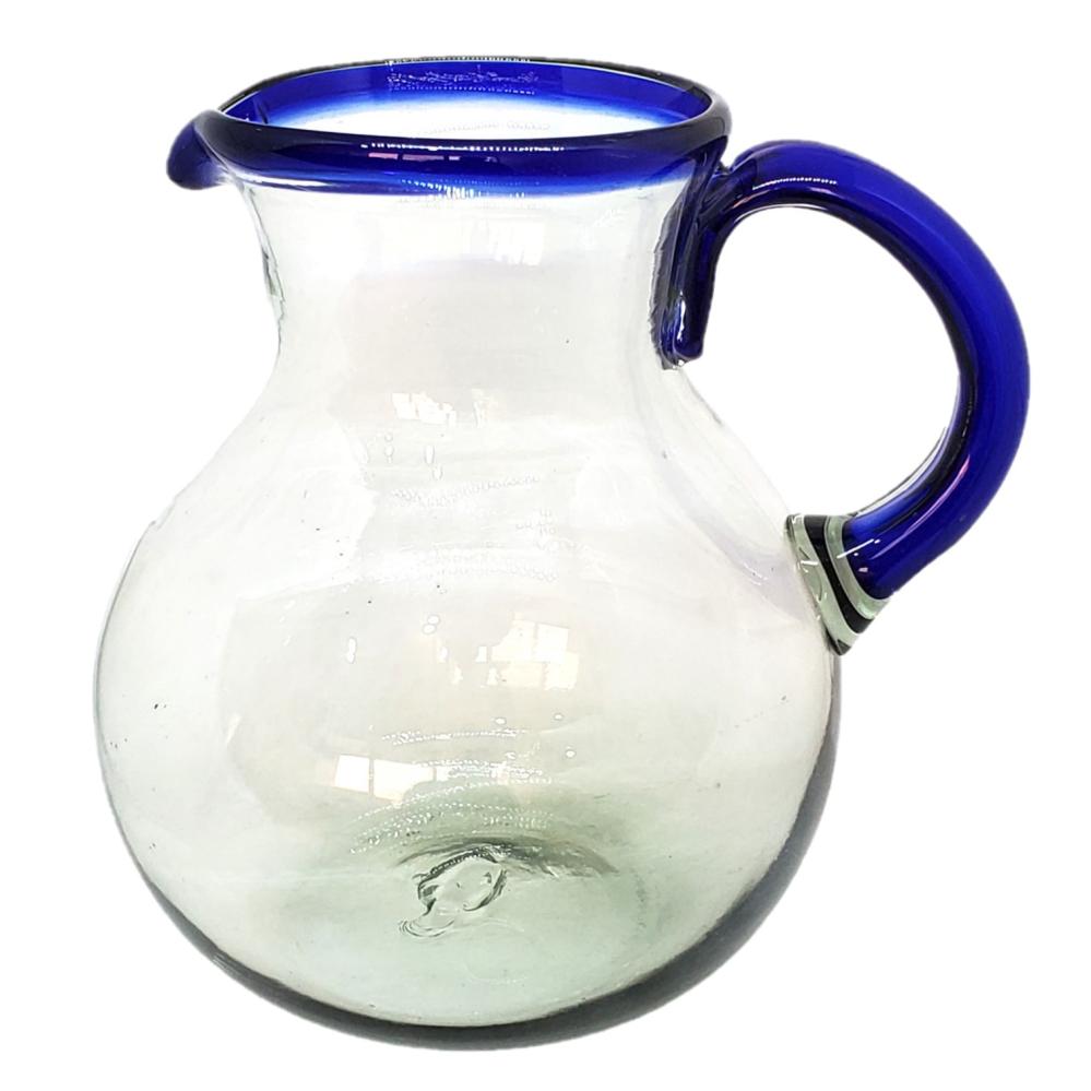 Cobalt Blue Rim Glassware / Cobalt Blue Rim 120 oz Large Bola Pitcher / This classic pitcher is perfect for pouring out all kinds of refreshing drinks.